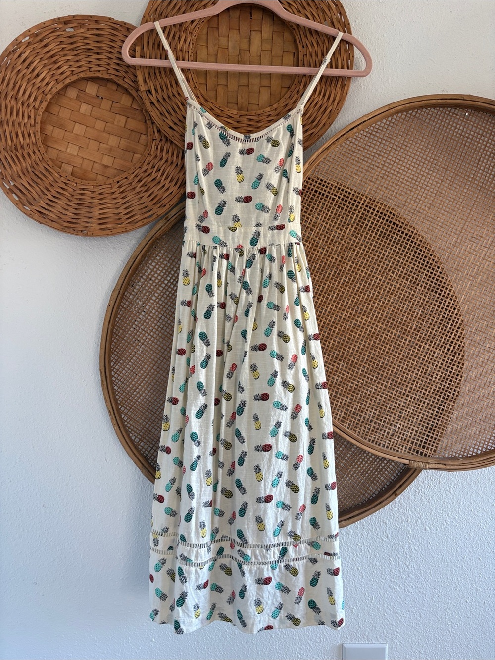Urban Outfitters Cream Pineapple Print Midi Sundress